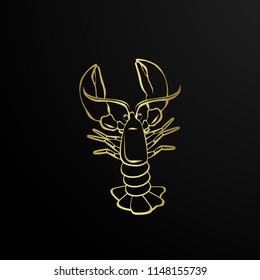 premium golden lobster symbol has mean beauty, strong, sea, food, premium, quality. it can use for adventure, business, kitchen logo company. vector