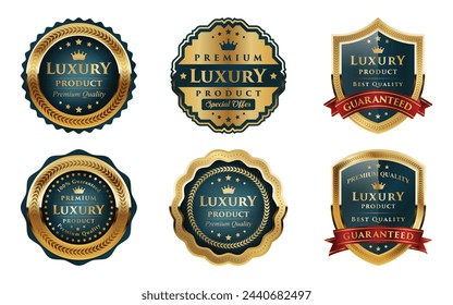 Premium Golden Luxury Quality Badge Vector Collection
