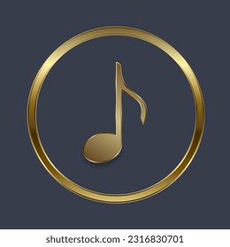 Premium and golden music icon on thecenter of circle, symbol, element concept of entertaiment design