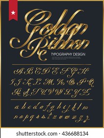 premium golden ribbon font design with luxury pattern