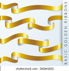 Premium Golden Ribbon Set : Vector Illustration