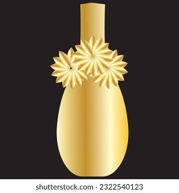 Premium Golden Shiny Vase Blumentöpfe Blumentöpfe Blumentöpfe Gefäßglas Vektorkunst 