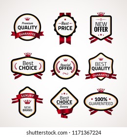 Premium golden vector badge. Best price quality label or sticker design. Best choice offer sale banner or sign emblem.