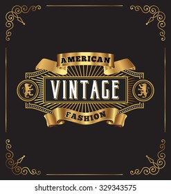 Premium golden vintage frame label design. Suitable for wine and whiskey label, Jewelry shop, Restaurant, Beer label. Vector illustration