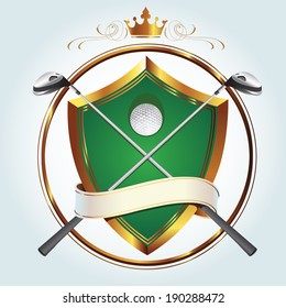 Premium golf club vector logo with gold embellishments