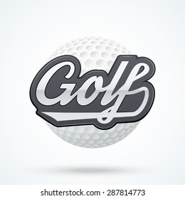 Premium Golf label. Symbol of sport or club. Vector Illustration isolated on white background.