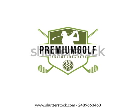 premium golf logo with man silhouette. golf emblem logo 