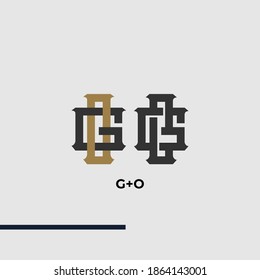 Premium GO,OG,O,G initial letter monogram vintage style with gold and black color on grey background