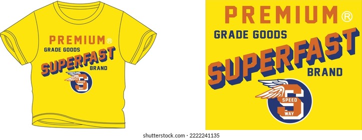 Premium grade goods superfast brand t-shirt design background color is a  and t-shirt color is a  beautiful color and beautiful design