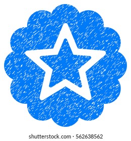 Premium grainy textured icon for overlay watermark stamps. Flat symbol with scratched texture. Dotted vector blue ink rubber seal stamp with grunge design on a white background.