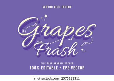 Premium Grapes text effects can be edited again, suitable poster, template.