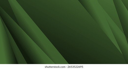 Premium green abstract background with gradient colors and dynamic overlapping shadows.