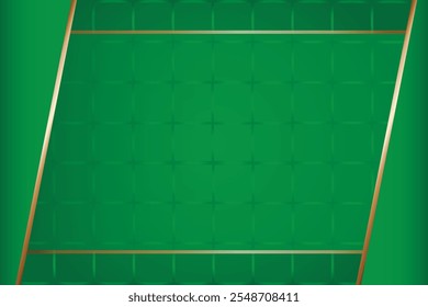Premium green background with elegant gold frame with empty space for text. A stylish and luxury design, perfect for banners, web layouts, and sophisticated backdrops, vector illustration.