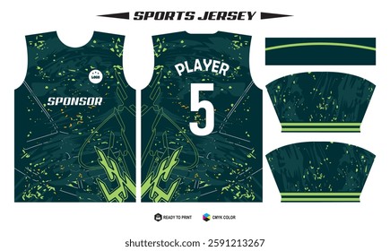 Premium Green Sports Jersey Design - Customizable and Print Ready