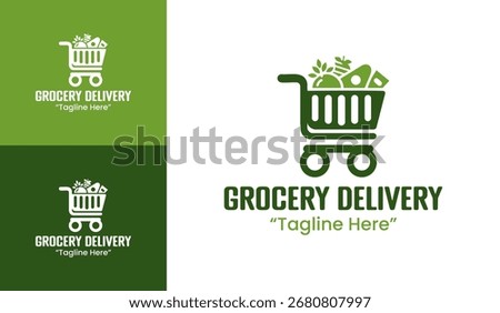 A premium grocery delivery logo suitable for online supermarkets, quick-commerce platforms, and eco-conscious brands.