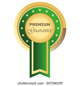 premium guarantee button dark green on white background