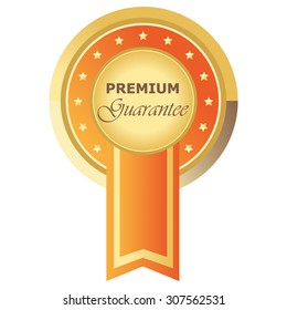 premium guarantee button orange on white background