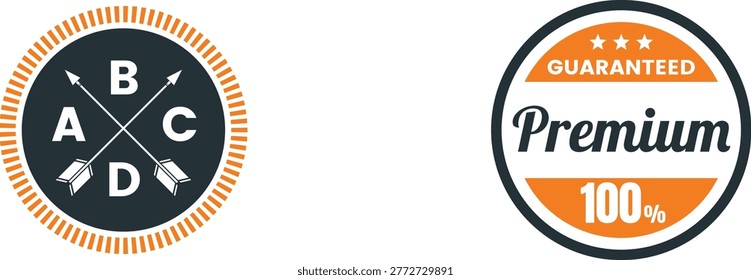 Premium guarantee seal with pie chart and 100 percent label