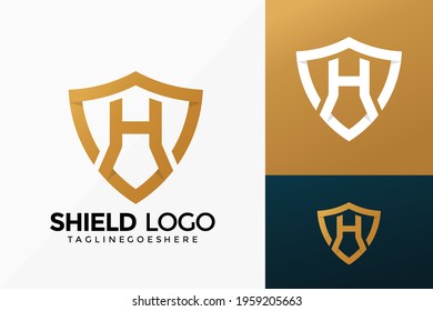 Premium H Shield Safe Logo Vector Design. Abstract emblem, designs concept, logos, logotype element for template.
