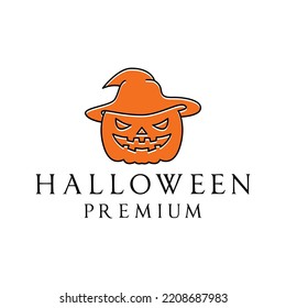 Premium halloween Logo Vector, october Symbol and icon, creative vintage emblem Design