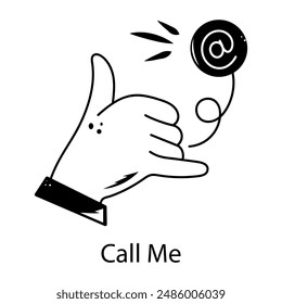 Premium hand drawn icon of call me gesture 