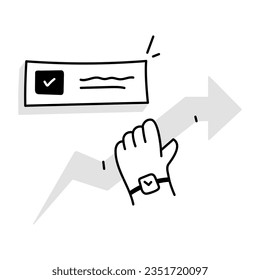 Premium hand drawn icon of growth arrow 