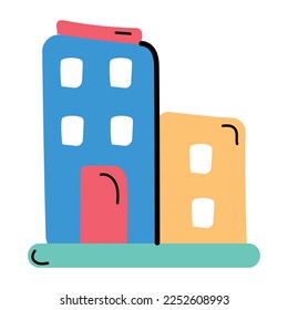 Premium hand drawn icon of office building 
