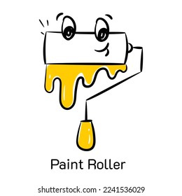 Premium hand drawn icon of paint roller 