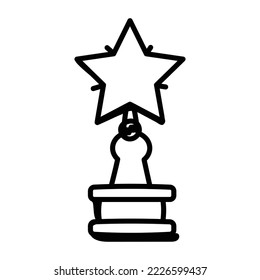 Icono de trofeo estrella dibujado a mano premium 