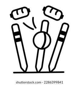 Premium hand drawn icon of wickets out 