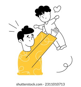 Premium hand drawn illustration of dad playing 