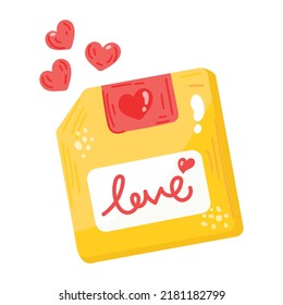 Premium hand drawn sticker of floppy disc 