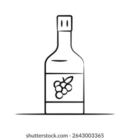 Premium hand drawn style icon showing alcohol bottle