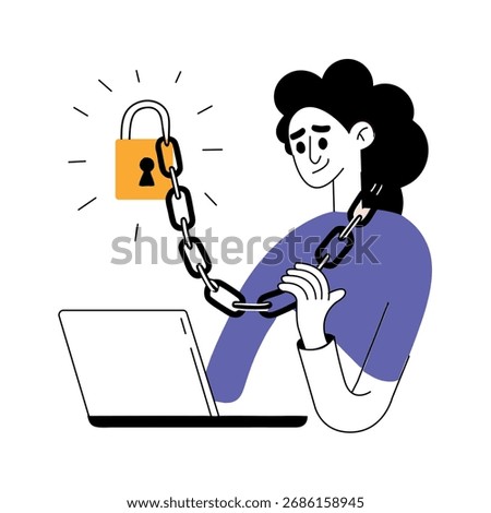 Premium hand drawn style illustration of online captivity

