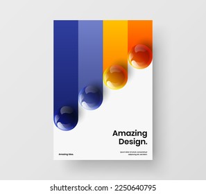 Premium handbill design vector illustration. Clean realistic spheres catalog cover template.