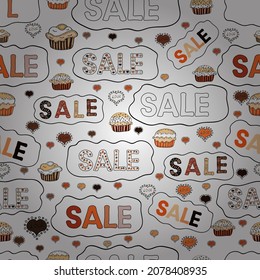 Premium handmade vector lettering and calligraphy phrase for invitation, greeting card, t-shirt, prints, social media, banners and posters. Seamless pattern. Illustration in white, orange colors. Sale
