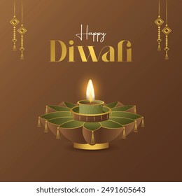 premium Happy Diwali greeting card with diya in indian style.happy diwali festival of lights Colourful Diya