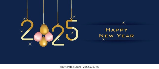 premium Happy New Year 2025 best wishes on blue background. 2025 best wishes decoration template