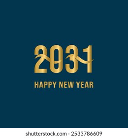 Premium Happy New Year 2031 design. Happy New Year 2031 with luxurious gold numbers. New Year 2031 premium vector design for posters, banners, calendars and greetings.
