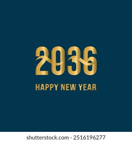 Premium Happy New Year 2036 design. Happy New Year 2036 with luxurious gold numbers. New Year 2036 premium vector design for posters, banners, calendars and greetings.