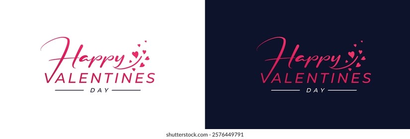 Premium Happy Valentine's Day Vector logo design. Valentine's Day holiday lettering logo. Valentine editable vector.