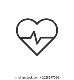 Premium heartbeat line icon for app, web and UI. Vector stroke sign isolated on a white background. Outline icon of heartbeat in trendy style.