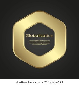 A premium hexagon shape infographic icon on dark gradient background, Luxury symbol Infographic design. a Gold web buttons. and vector, illustration