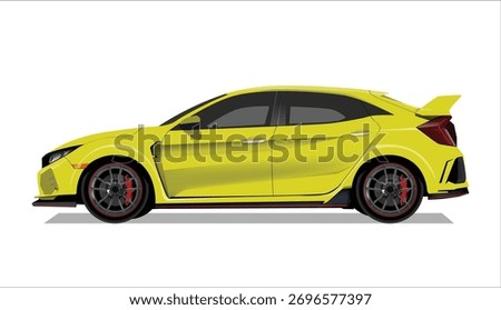 premium high class realistic yellow sedan coupe sport elegant new fast race car urban electric power style model benz lifestyle business work modern art design vector isolated side view body