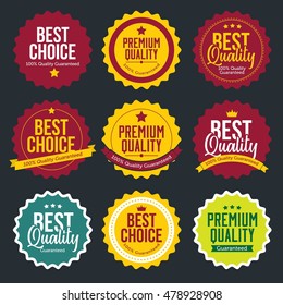 Premium and High Quality labels set. badge quality vector commercial icons design collection