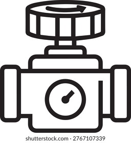 Premium High-Resolution Vector Icon of a Pneumatic Pressure Regulator with Adjustment Knob for Industrial Automation, HVAC Systems, Manufacturing Control Panels, Engineering Schematics