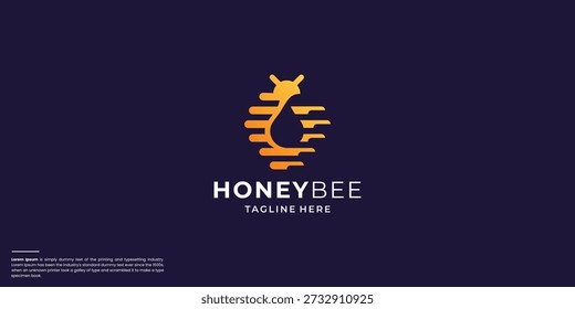 Diseño de logotipo de abeja de miel premium. concepto moderno de abeja de miel de inspiración con marca de color degradado.