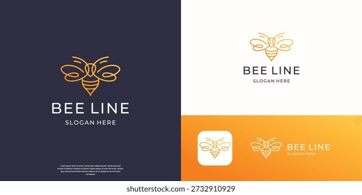 premium honey bee logo design inspiration with linear art style concept.