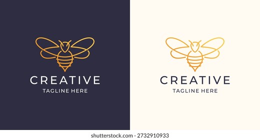 Premium Honey Bee Logo Design Inspiração com conceito de estilo de arte linear.