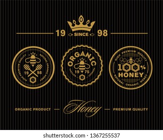Premium honey icon set. Vector image